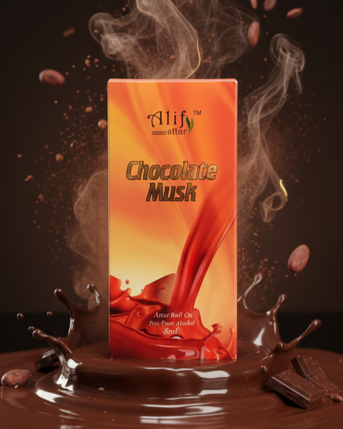 Alif Attar - Chocolate Musk (8ml) | Alcohol-Free Long Lasting Roll-On Perfume Oil