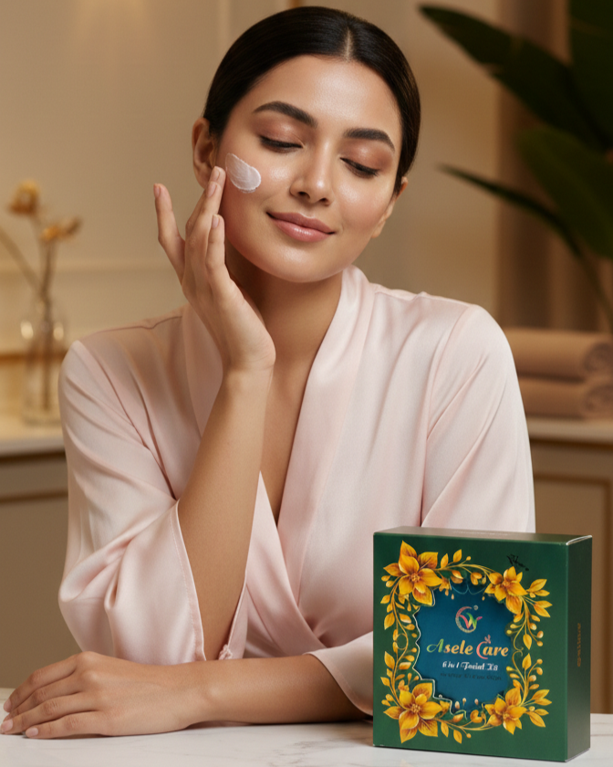 Asele Care 6 in 1 Premium Facial Kit – For Radiant & Glowing Skin (485gm)