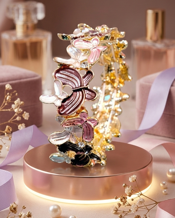 প্রিমিয়াম গোল্ডেন বাটারফ্লাই এনামেল ব্রেসলেট – রাজকীয় ও শৈল্পিক ডিজাইন