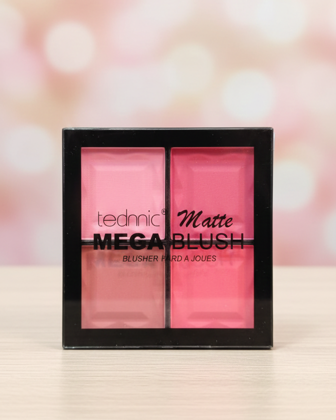 Technic Matte Mega Blush Palette - 4 Shades of Pink Blusher | Long-Lasting & Highly Pigmented