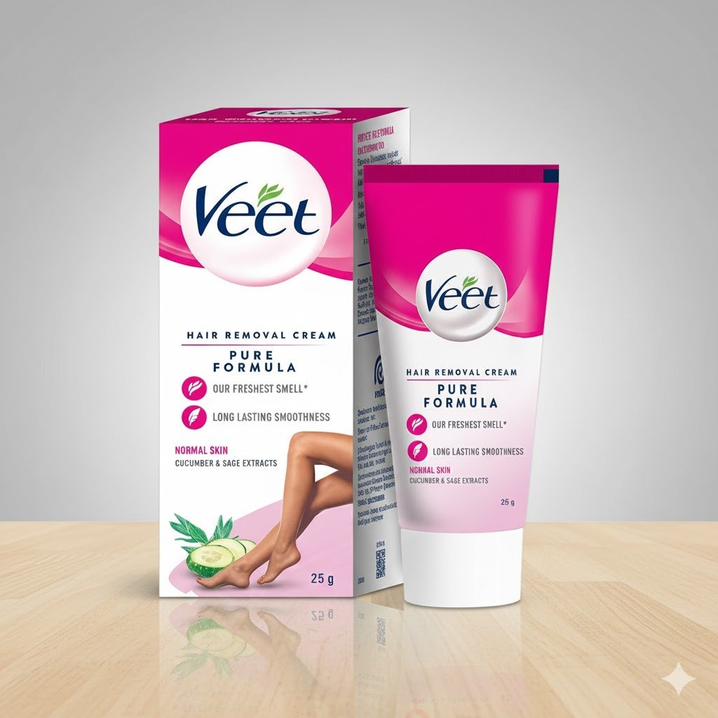 Veet Pure Formula হেয়ার রিমুভাল ক্রিম - দ্রুত ও ব্যথামুক্ত লোম অপসারণ-25g