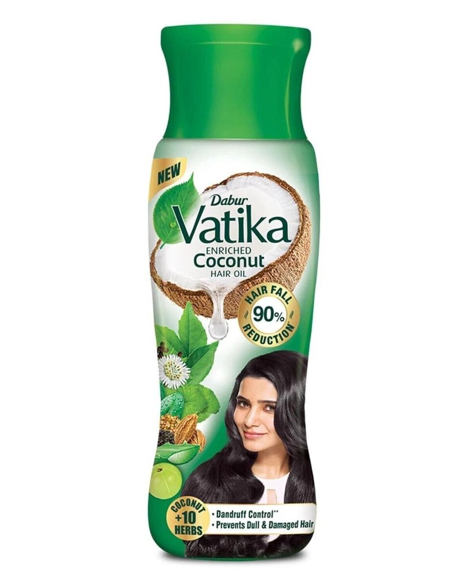 Dabur Vatika Enriched Coconut Hair Oil with 10 Vital Herbs - Control Hair Fall & Dandruff-300ml